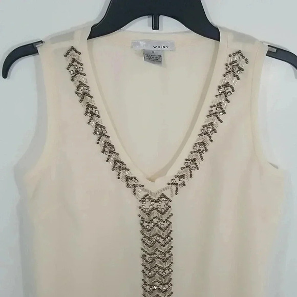 {WD.NY} Women's Embellished Sleveless Blouse - Picture 6 of 12